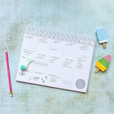 Peachly Desktop Weekly Planner Notepad | 60 Undated Tear-Off Pages | Schedule Daily To-Do Lists | Increase Your Productivity In Less Than 5 Minutes A Week | Achieve Your Goals | Peach and Mint Fern in Kuwait