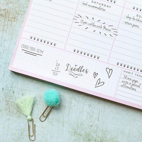 Peachly Desktop Weekly Planner Notepad | 60 Undated Tear-Off Pages | Schedule Daily To-Do Lists | Increase Your Productivity In Less Than 5 Minutes A Week | Achieve Your Goals | Peach and Mint Fern in Kuwait