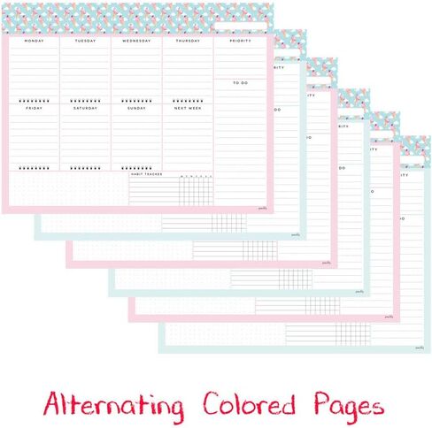 Peachly Desktop Weekly Planner Notepad | 60 Undated Tear-Off Pages | Schedule Daily To-Do Lists | Increase Your Productivity In Less Than 5 Minutes A Week | Achieve Your Goals | Peach and Mint Fern in Kuwait