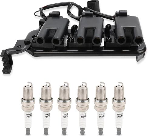 JDMON 1PC Ignition Coil and 6PC Spark Plugs UF-498 Compatible with Hyundai Tucson 2005-2009, Kia Sportage 2005-2010 Replacement for 27301-37150, 2.7L in Saudi Arabia