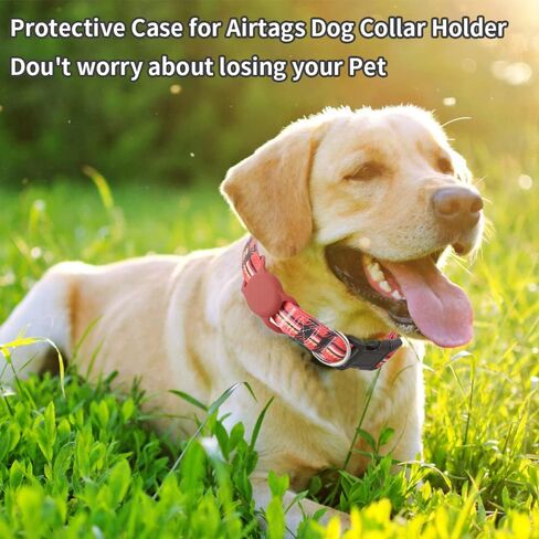 AirTag Dog Collar for Small Medium Large Dogs, Animire Soft Neoprene Padded Pet Cat Collar, Polyester Puppy Collar with Silicone Air Tag Case Holder Accessories, 16''-26'' Neck in Saudi Arabia