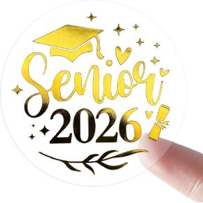 100 × ملصقات تخرج لكبار السن 2026 - ملصقات منقوشة برقائق ذهبية شفافة - ملصقات ذهبية شفافة لكبار السن للدعوات والأظرف ومفضلات الحفلات (1.5 بوصة) in Kuwait