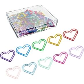 100 Pcs Cute Paper Clips Colorful Rustproof Mental Small Paperclips Double-Layer Heart Shaped Paper Clips for Cute Office Supplies Document Organizer Home Decor Wedding Decorations DIY Crafts in Saudi Arabia