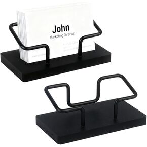 2Pcs Acrylic Business Card Holder Black Business Card Display Stand Desk Cards Holder for Office Home Reception Desktop in Saudi Arabia