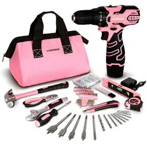 COMOWARE Pink Power Drill, 12V Pink Cordless Drill, Pink Drill Set for Women, 1 Battery & Charger, 3/8" Keyless Chuck, 2 Variable Speed, 0-450 & 0-1500 RPM, 18+1 Position and 23pcs Drill/Driver Bits in Kuwait