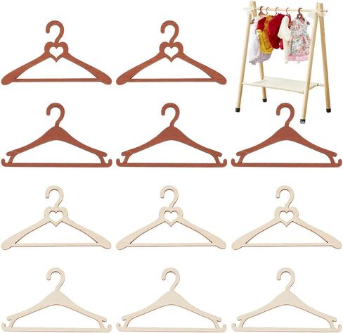 BENECREAT 24 Pcs Miniature Clothes Hangers, 4 Styles Mini Wooden Clothes Racks, Garment Hangers Dress Up Rack for Miniature House Dollhouse Decoration(Old Lace) in Saudi Arabia