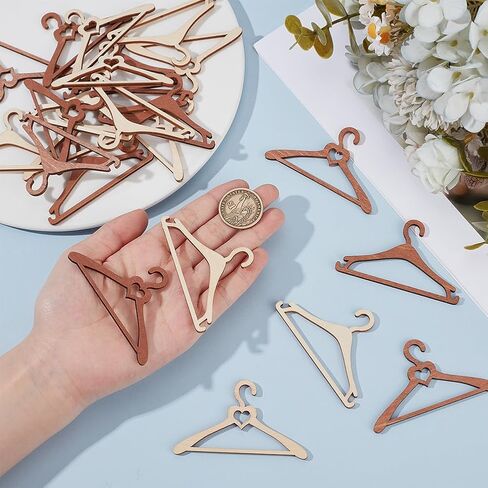 BENECREAT 24 Pcs Miniature Clothes Hangers, 4 Styles Mini Wooden Clothes Racks, Garment Hangers Dress Up Rack for Miniature House Dollhouse Decoration(Old Lace) in Saudi Arabia