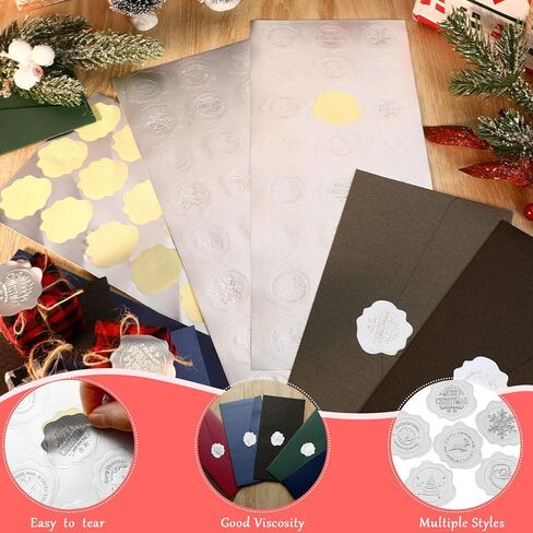 480 Pcs Christmas Envelope Seal Stickers Silver Embossed Wax Foil Seal Stickers Snowflake Sticker Label Self-Adhesive Xmas Envelope Sticker Seal for Greeting Card Wedding Party Decor in Saudi Arabia