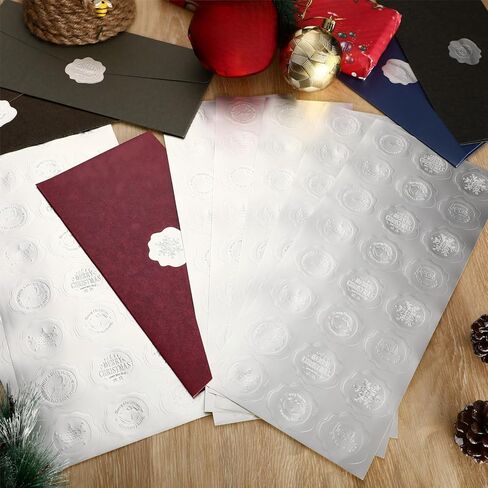480 Pcs Christmas Envelope Seal Stickers Silver Embossed Wax Foil Seal Stickers Snowflake Sticker Label Self-Adhesive Xmas Envelope Sticker Seal for Greeting Card Wedding Party Decor in Saudi Arabia