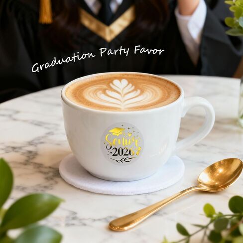 100 × ملصقات تخرج لكبار السن 2026 - ملصقات منقوشة برقائق ذهبية شفافة - ملصقات ذهبية شفافة لكبار السن للدعوات والأظرف ومفضلات الحفلات (1.5 بوصة) in Kuwait