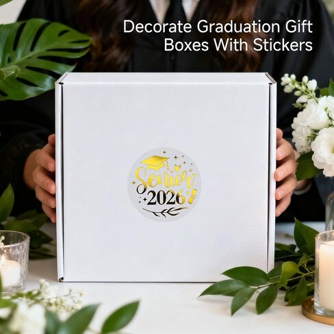 100 × ملصقات تخرج لكبار السن 2026 - ملصقات منقوشة برقائق ذهبية شفافة - ملصقات ذهبية شفافة لكبار السن للدعوات والأظرف ومفضلات الحفلات (1.5 بوصة) in Kuwait