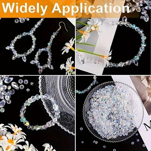 600Pcs Glass Assorted Crystal Beads with Loose Beads for Bracelet Earring Necklace Suncatchers DIY Crafts Jewelry Making, AB Color in Saudi Arabia