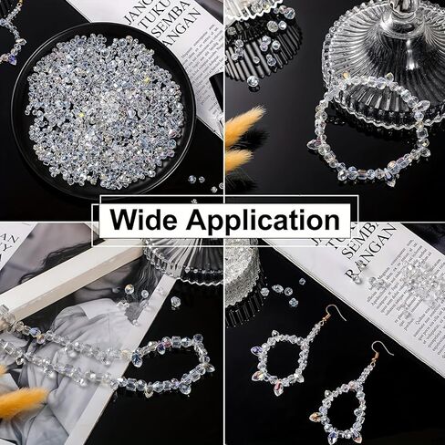 600Pcs Glass Assorted Crystal Beads with Loose Beads for Bracelet Earring Necklace Suncatchers DIY Crafts Jewelry Making, AB Color in Saudi Arabia