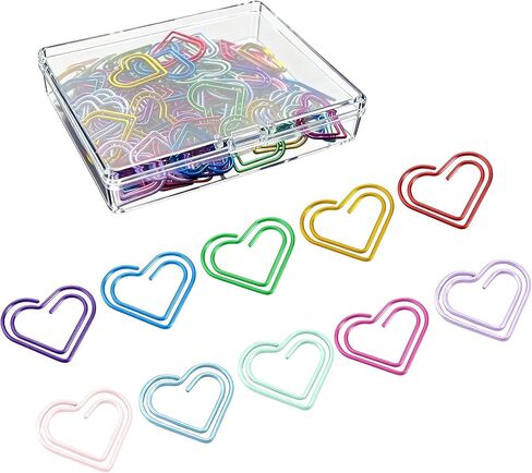 100 Pcs Cute Paper Clips Colorful Rustproof Mental Small Paperclips Double-Layer Heart Shaped Paper Clips for Cute Office Supplies Document Organizer Home Decor Wedding Decorations DIY Crafts in Saudi Arabia