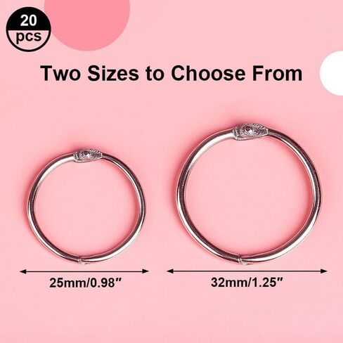 20Pcs Binder Rings(1 1/4 in), Metal Loose Leaf Binder Book Rings for Index Cards Flashcards Key, Heavy Duty Sturdy Ring for Home School and Office, Hold up to 270 Sheets, Silver in Saudi Arabia