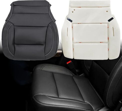 GXARTS Driver Side Bottom Non-Perforated Leather Seat Cover and Bottom Foam Cushion Black Fit for Chevy Silverado 1500 2500 3500 Tahoe Suburban GMC Sierra 1500 2500HD 3500HD Yukon 2014-2019 in Saudi Arabia