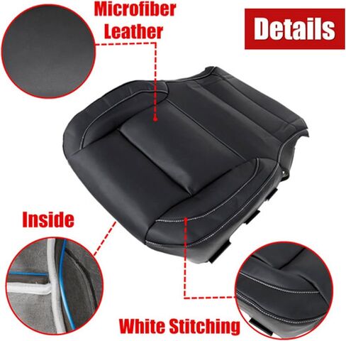 GXARTS Driver Side Bottom Non-Perforated Leather Seat Cover and Bottom Foam Cushion Black Fit for Chevy Silverado 1500 2500 3500 Tahoe Suburban GMC Sierra 1500 2500HD 3500HD Yukon 2014-2019 in Saudi Arabia