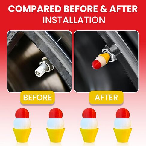 Cute 3D Printed Ice Cream Tire Valve Caps – Adorable Car Accessories, Universal Dustproof Valve Covers for Cars, Motorcycles, Trucks & Bicycles (Set of 4) (Swirl Cone) in Saudi Arabia