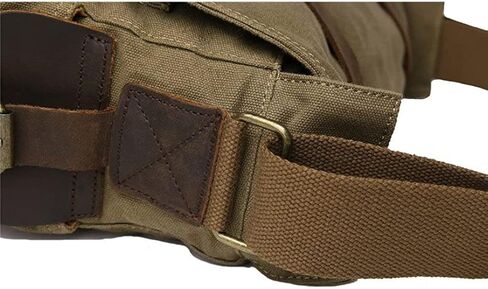 Leather Messenger Bags Vintage Canvas Laptop Bag Shoulder Bag 32cm Army Green in Saudi Arabia