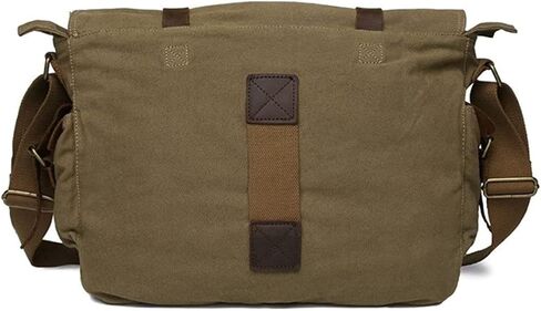 Leather Messenger Bags Vintage Canvas Laptop Bag Shoulder Bag 32cm Army Green in Saudi Arabia