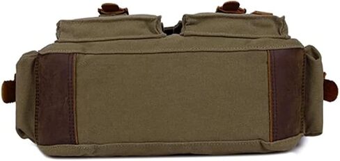 Leather Messenger Bags Vintage Canvas Laptop Bag Shoulder Bag 32cm Army Green in Saudi Arabia
