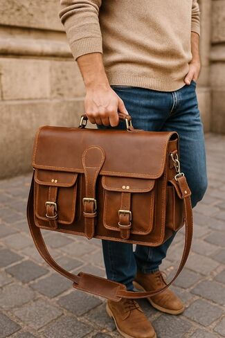 genuine buffalo leather briefcase, Messenger Bag in Saudi Arabia