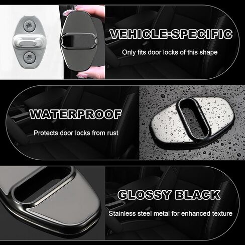 TOMALL 4 Pcs Car Door Lock Latches Covers Compatible with Nissan Altima 2019-2024 Rogue Sentra Pathfinder Qashqai Ariya Stainless Steel Vehicle Specific Protection Exterior Accessories (Black) in Saudi Arabia