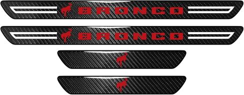 iPick Image for Ford New Bronco in Red Real Carbon Fiber 4 Pcs Universal Door Sill Step Protector Guard Decal Plates - Official Licensed in Saudi Arabia