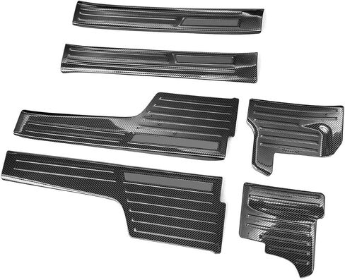 Door Sill Protector Compatible with Mazda CX-90 2024-2026, Stainless Steel Scuff Plate Guard, Interior Car Door Entry Trim Cover, 6PCS, Carbon Fiber Pattern in Saudi Arabia