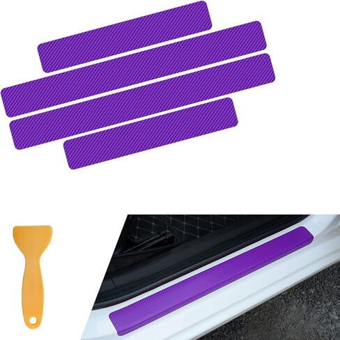 Car Door Sill Protector, 3D Carbon Fiber Door Entry Edge Guard Protection Sticker, Anti-Scratch Threshold Cover Strips, Universal Decorative Accessories for Car SUV Truck (Purple)​ in Saudi Arabia