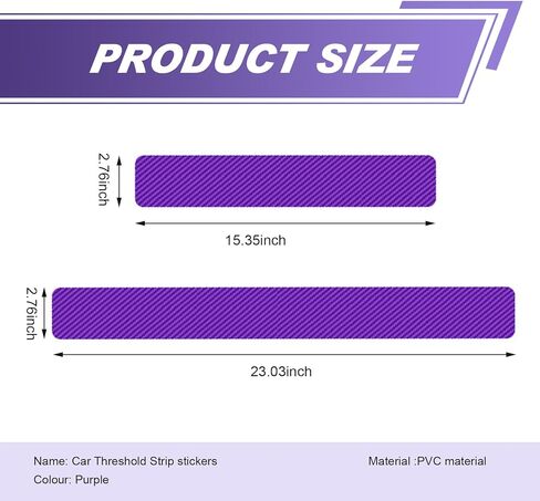 Car Door Sill Protector, 3D Carbon Fiber Door Entry Edge Guard Protection Sticker, Anti-Scratch Threshold Cover Strips, Universal Decorative Accessories for Car SUV Truck (Purple)​ in Saudi Arabia