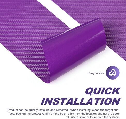 Car Door Sill Protector, 3D Carbon Fiber Door Entry Edge Guard Protection Sticker, Anti-Scratch Threshold Cover Strips, Universal Decorative Accessories for Car SUV Truck (Purple)​ in Saudi Arabia
