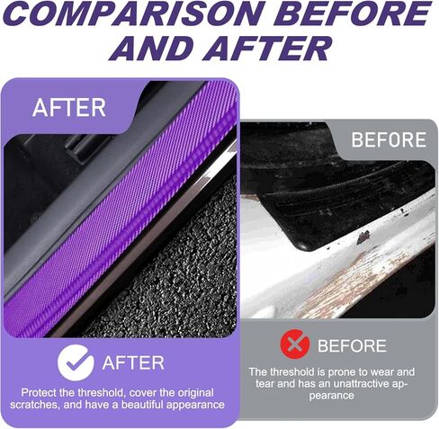 Car Door Sill Protector, 3D Carbon Fiber Door Entry Edge Guard Protection Sticker, Anti-Scratch Threshold Cover Strips, Universal Decorative Accessories for Car SUV Truck (Purple)​ in Saudi Arabia