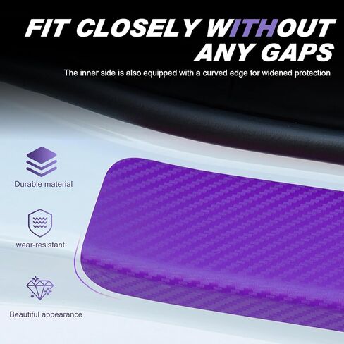Car Door Sill Protector, 3D Carbon Fiber Door Entry Edge Guard Protection Sticker, Anti-Scratch Threshold Cover Strips, Universal Decorative Accessories for Car SUV Truck (Purple)​ in Saudi Arabia