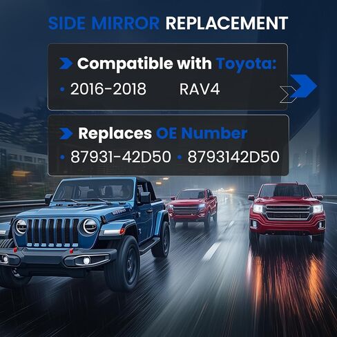 زجاج مرآة ساخن للجانب الأيمن للركاب متوافق مع مرايا Toyota RAV4 2016 2017 2018 مرآة رؤية خلفية زجاجية محدبة للجانب الأيمن للركاب مع لوحة دعم تحل محل 87931-42D50 in Saudi Arabia