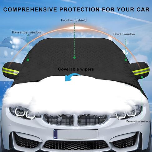Car Windshield Cover for Snow and Ice, Magnetic 5 Layers Auto Windscreen Protector with Side Mirror Cover, Weatherproof Winter Windshield Protection Accessories for Car SUV Truck (Black) in Saudi Arabia