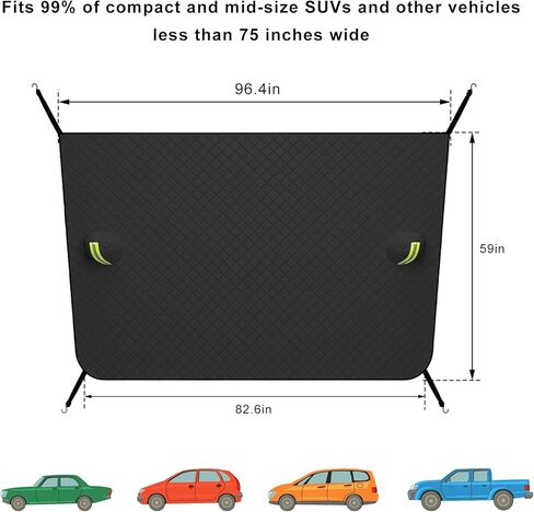 Car Windshield Cover for Snow and Ice, Magnetic 5 Layers Auto Windscreen Protector with Side Mirror Cover, Weatherproof Winter Windshield Protection Accessories for Car SUV Truck (Black) in Saudi Arabia