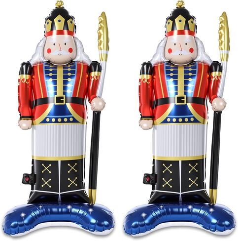 2 Pcs 47 Inch Christmas Balloons Giant Nutcracker Soldier Foil Balloons with Base Standing Nutcracker Balloon Large Decorative Foil Christmas Ornaments for Xmas Holiday Party Supplies in Saudi Arabia
