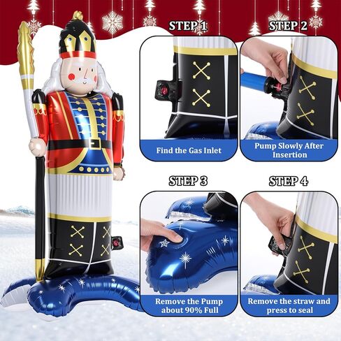 2 Pcs 47 Inch Christmas Balloons Giant Nutcracker Soldier Foil Balloons with Base Standing Nutcracker Balloon Large Decorative Foil Christmas Ornaments for Xmas Holiday Party Supplies in Saudi Arabia