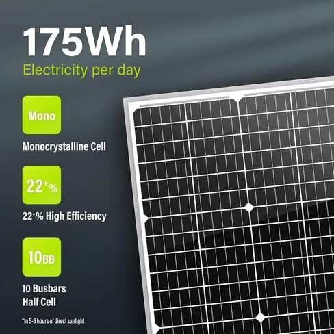 Newpowa 10BB 35W 12V لوحة شمسية أحادية البلورية عالية الكفاءة مصممة لنظام خارج الشبكة، اشحن بطارية RV، القارب، العربة، المقطورة، فتاحة البوابة in Kuwait