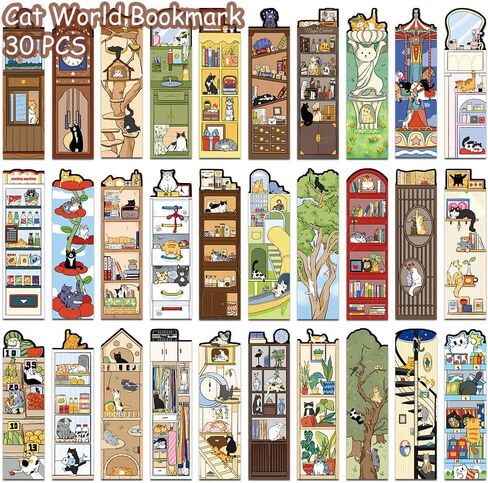 30 - Piece Cat World Bookmarks: Whimsical Feline - Themed Reading Accessories in Saudi Arabia