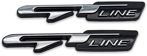 2X Chrome Metal GT Line Logo Car Emblem Auto Grand Tourer Badge Premium Sticker Racing Sport Decal Replacement (Black&Red) in Saudi Arabia