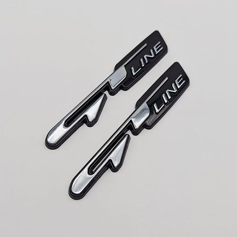 2X Chrome Metal GT Line Logo Car Emblem Auto Grand Tourer Badge Premium Sticker Racing Sport Decal Replacement (Black&Red) in Saudi Arabia