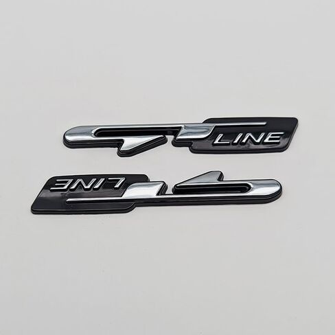 2X Chrome Metal GT Line Logo Car Emblem Auto Grand Tourer Badge Premium Sticker Racing Sport Decal Replacement (Black&Red) in Saudi Arabia