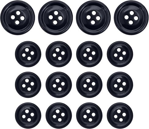 Super Strong Suit Buttons 16pc Set for Jacket & Pants, Style 20/21 American Military Spec Industrial Strength Melamine 4pcs x 19mm/30L/0.75 inch & 12pcs x 15mm/24L/0.60 inch, Navy Blue Dark in Saudi Arabia