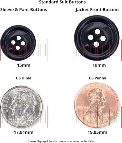 Super Strong Suit Buttons 16pc Set for Jacket & Pants, Style 20/21 American Military Spec Industrial Strength Melamine 4pcs x 19mm/30L/0.75 inch & 12pcs x 15mm/24L/0.60 inch, Navy Blue Dark in Saudi Arabia