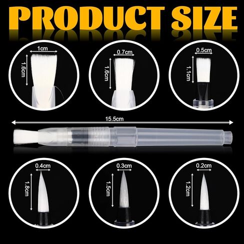 60 Pcs Water Brush Pen Set, 3 Sized Refillable Watercolor Paint Pen Water Drawing Brush for Acrylic and Gouache Painting Blending, Includes Pointed & Flat Tip Styles(Orange) in Saudi Arabia