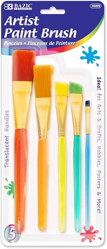 BAZIC Products Paint Brushes Set Nylon Bristle Brush, Flat Angled Paintbrushes for Acrylic Oil Watercolor Gouache Art Painting (5/Pack), 2-Packs in Saudi Arabia