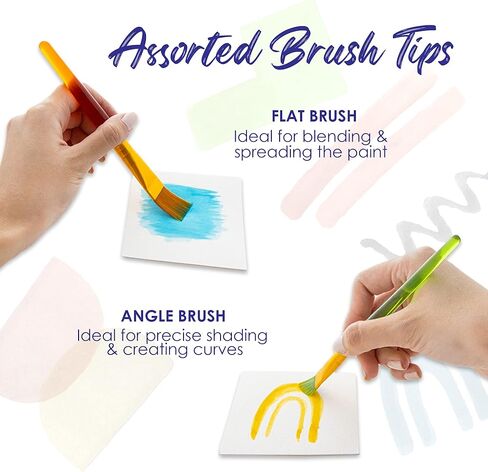 BAZIC Products Paint Brushes Set Nylon Bristle Brush, Flat Angled Paintbrushes for Acrylic Oil Watercolor Gouache Art Painting (5/Pack), 2-Packs in Saudi Arabia