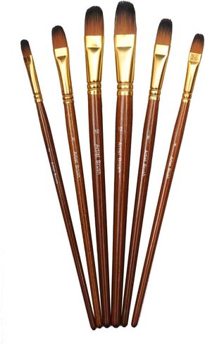 Artist Fan Paint Brush Set of 6, Long Wooden Handle Craft Painting Brushes for Acrylic Watercolor Oil Gouche Painting in Saudi Arabia